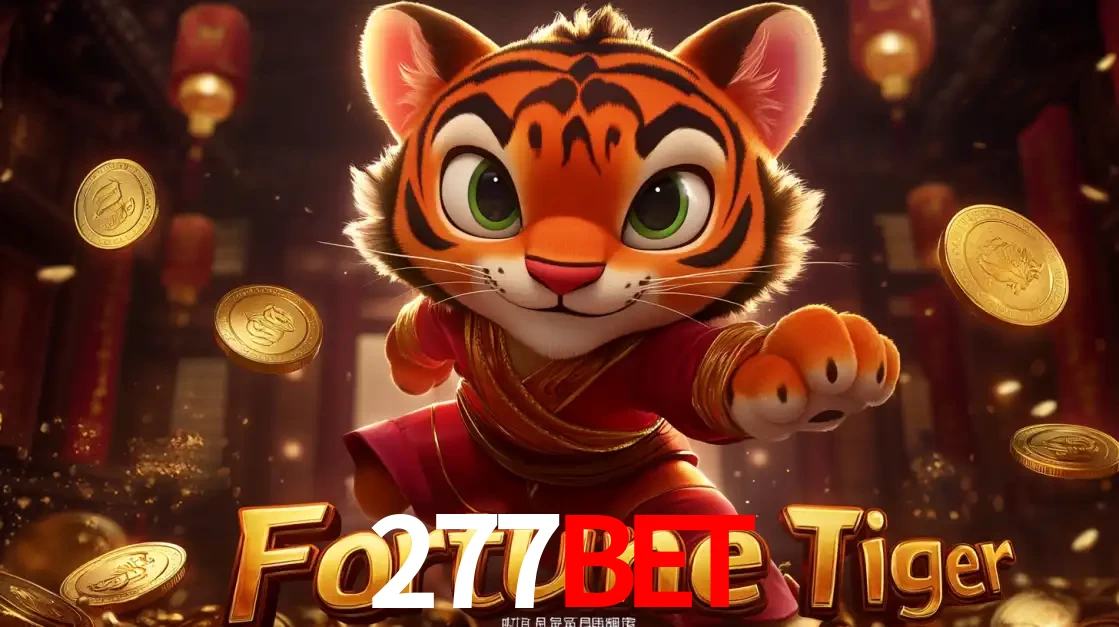 O carismático mascote do jogo de slot Fortune Tiger, um tigre fofo em pose de artes marciais, pronto para trazer sorte e multiplicadores de ganhos no cassino online 277BET.