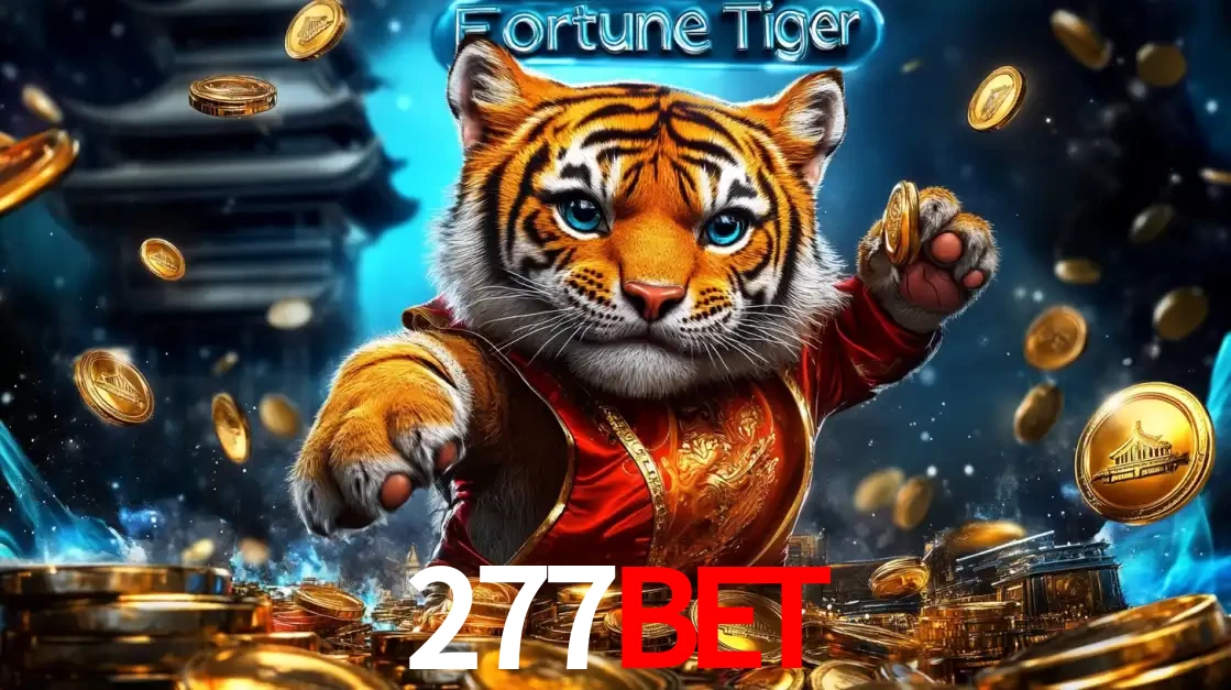 Imagem promocional do jogo de slot Fortune Tiger, com um tigre majestoso em traje tradicional cercado por uma fortuna em moedas de ouro, disponível agora no cassino 277BET.